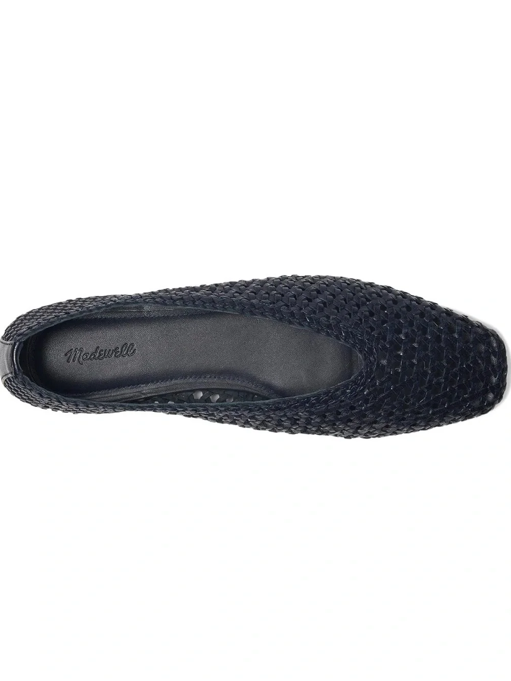 Navy Woven Leather Ballet Flats